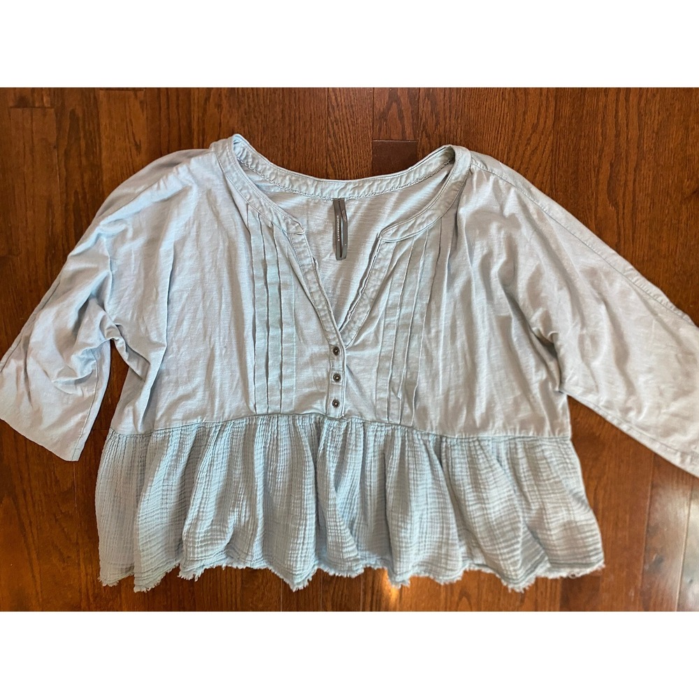 Anthropologie Light Blue Cotton Swing Top L
